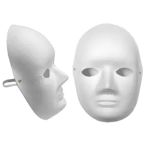 PoeticExist Masker Wajah Penuh untuk Pria dan Wanita, Masker Wajah Penuh Warna Putih untuk Pesta Kertas Kosong untuk Pria dan Wanita