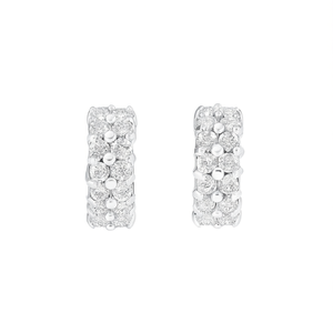 Orecchini a Cerchio E2914 in Oro Bianco con Cristalli e Strass, Gioielli di Lusso per Donna - Product Image 1