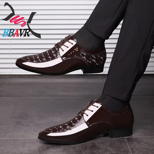 Zapatos de Vestir Formales para Hombre, Estilo Verano, con Cordones, Talla Grande, Combinables con Todo, Transpirables, de PU, con Punta en Pico y Patrón Geométrico - Product Image 4