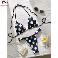 TW 2026 Set Bikini Dua Potong Wanita Model Halter Solid Seksi, Pakaian Renang Pantai untuk Wanita, Grosir Baju Renang