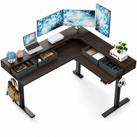 Bureau debout moderne en métal robuste en forme de L, avec double moteur électrique, réglable en hauteur, pour ordinateur