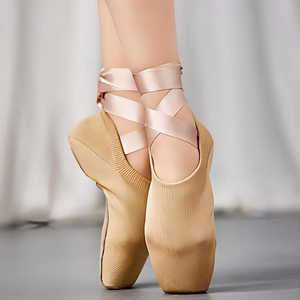 Chaussons de <span class=keywords><strong>danse</strong></span> en satin professionnels pour ballet, pointes en tricot volant, chaussons de ballerine pour la performance et l'entraînement pour femmes - Product Image 1