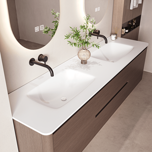 Mueble de Baño con <span class=keywords><strong>Lavabo</strong></span> Doble de Granito y Encimera, con Espejo Estilo Hotel/Villa - Product Image 2