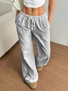RUICHI Autumn New Women's Casual Pants with Striped Low-Waist Loose Floor-Length Sweet <strong>Wide</strong>-<strong>Leg</strong> <strong>Trousers</strong> - Product Image 5