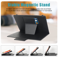 Étui en cuir PU antichoc avec fente pour cartes pour iPad/Samsung, support magnétique multi-angles réglable, coque universelle pour tablette