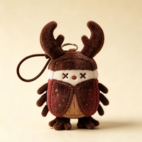 Porte-clés en peluche mignon en forme de bloc de bois de la forêt, pendentif de sac en peluche de dessin animé, cadeau personnalisé