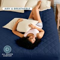 Protège-matelas matelassé en coton imperméable bleu marine, anti-acariens, lavable en machine, pliable, pour la maison