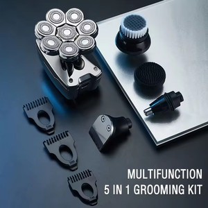 8-Đầu Không Thấm Nước Không Dây Điện Máy Cạo Râu Khô Ướt 5-Trong-1 Grooming Kit Cho Người Đàn Ông Trọc Có Thể Sạc Lại Với Có Thể Tháo Rời Dao Cạo - Product Image 4