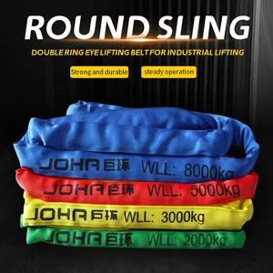 100% Polyester Spanset Round Sling With Lifting Slings/double Eyes Polyester Webbing Hoist Lifting Belt Sling