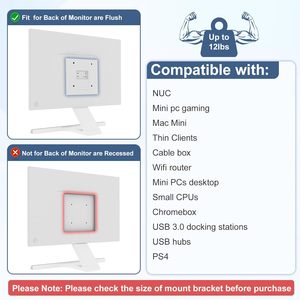 Adjustable Thin Client Mini PC VESA Mount Bracket for Desk/Wall Mount Attached <strong>Monitor</strong> for NUC/// Mini Cable Boxes - Product Image 4