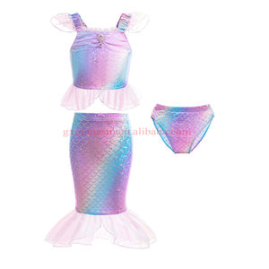 Niñas <span class=keywords><strong>Sirenita</strong></span> <span class=keywords><strong>Ariel</strong></span> princesa niña vestido Cosplay disfraces niños sirena vestir conjuntos con peluca niños ropa de Halloween - Product Image 3