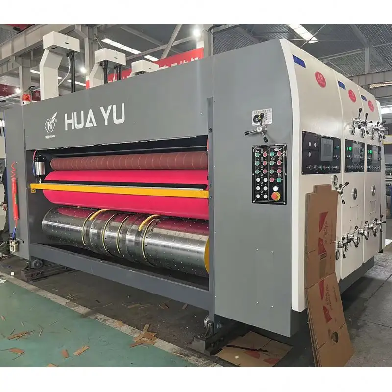 Huayu Serie Hoge Snelheid Automatische Afdrukken Sleuf Golfkartonnen Doos Flexo Printer Slotter Matrijzen Snijmachine