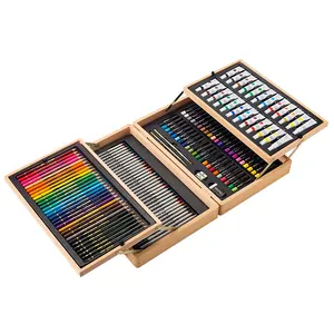 Wooden Box Kids Art Creativity Painting Set, Drawing And Painting Set For Kids And Adult./