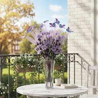 Fleurs artisanales en soie, papillons artificiels, herbe de roseau, décoration forestière, aménagement paysager, plantes artificielles injectées