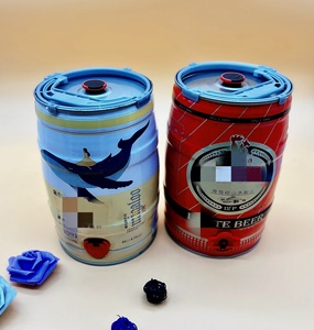 Fusto di <span class=keywords><strong>birra</strong></span> in metallo rotondo fatto in casa vuoto personalizzato 5L di fabbrica imballaggio per uso alimentare tamburo di vodka con manico in <span class=keywords><strong>plastica</strong></span> - Product Image 2