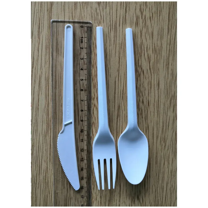 Eco-friendly compostable or degradable cutlery PLA forks spoons knives sporks