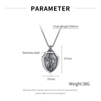 Collier en acier inoxydable pour homme avec pendentif chapelet St Michael, ange volant guerrier, bouclier, collier avec jeton Archange Protect Us