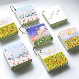 Customizable 80-Page <b>Memo</b> <b>Pad</b> Notebook New Oil Painting Landscape Design Loose-leaf Pocket Notepad for School Students Top Coil - Product Image 1