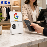 SIKA Promotion : Support de table NFC personnalisé pour avis Google et cartes Google Maps, carte d'affichage pour réseaux sociaux avec puce NTAG215