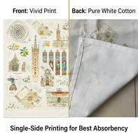 Essuie-tout en coton pur de qualité supérieure, imprimé réactif uni côté, ultra-absorbant, séchage rapide, design personnalisé pour cuisine, cadeau, maison
