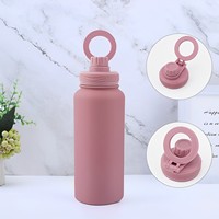 Couvercle de support de téléphone magnétique réglable Logo personnalisé Termos isolé 32oz bouteille d'eau magnétique support de téléphone bouteille d'eau avec poignée
