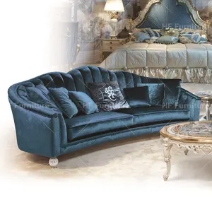 Neuestes Design blaues Sofa-Set italienisches Sofa Heim Blaues Samt-Set Sofa Wohnzimmer-Möbel zu verkaufen