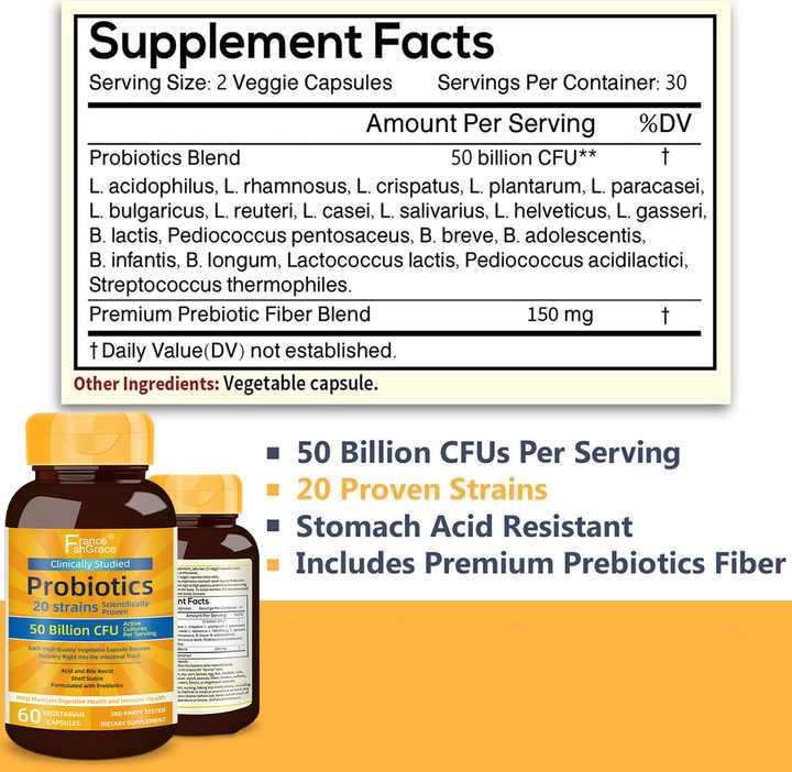 Curated visual reference: Gallery Detail: Probiotics Supplement 50 Billion Cfu Support Immune Health Supplement