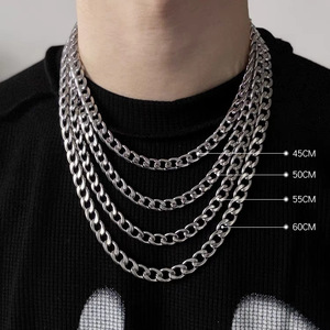 Stainless Steel Bamboo Link <strong>Chain</strong> Geometric Hip-Hop NK Chunky Necklace Trendy <strong>Mens</strong> Womens <strong>Accessory</strong> Plain Pendant - Product Image 3