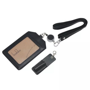 Porta Tarjetas de Identificación, Porta Credenciales de Trabajo, Cordones para Credenciales, Porta Tarjetas de Identificación de Cuero PU con Correa Elástica Retráctil para el Cuello y Porta Bolígrafos - Product Image 5