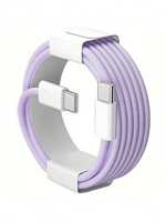Kabel Pengisian Cepat 60W USB C ke USB C, Tahan Aus, Bebas Kusut, Transfer Data, Multiwarna