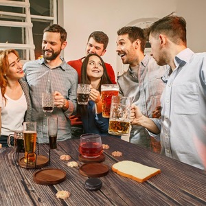 Wooden Stackable Reusable <b>Drink</b> <b>Coasters</b> Acacia Wood Round <b>Coasters</b> for Coffee Table Bar Home Desk Supplies - Product Image 1