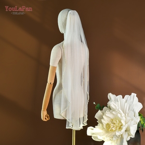 <span class=keywords><strong>Voile</strong></span> de mariée simple et élégant YouLaPan à une seule couche, décoré de perles de haute qualité, en tissu maille transparente V119 - Product Image 4