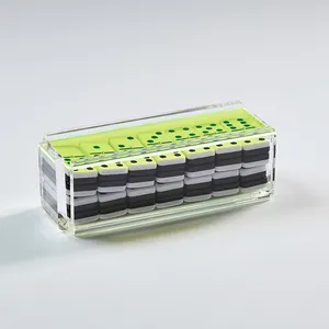 Boîte de dominos à 9 pièces en acrylique, 28 carreaux, ensemble de jouets pour enfants, avec plateau coulissant et transparent