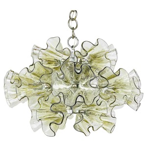 Floral Glass Chandelier 45 Cm Diameter Round <b>LED</b> <b>Light</b> Fixture For Bedroom Restaurant Lighting - Product Image 4