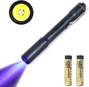 Stylo Laser 2AAA à faisceau 365nm, traditionnel, lampe torche, pour contrôle de tâche, argent