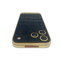 Coque de téléphone de luxe pour iPhone 17 Pro Max avec logo OEM, en cuir de crocodile véritable de qualité supérieure, plaqué or électrolytique