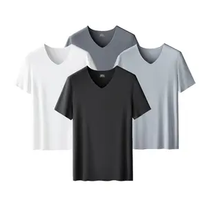 OEM Seu Logotipo Quick Dry Respirável Modal Manga Curta Umidade Wicking Anti Sweat Proof Resistant Elastane Men T-Shirts