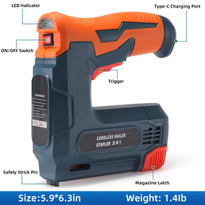 AKX DIY Pistolet à clous électrique industriel sans fil <span class=keywords><strong>2</strong></span> en <span class=keywords><strong>1</strong></span> Pistolet à agrafes alimenté par batterie 3.6V pour rembourrage - Product Image 2