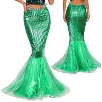 S-5xl grande taille femmes Halloween sirène Maxi jupe Tulle métallique brillant queue de poisson jupe body pour Cosplay habiller fête