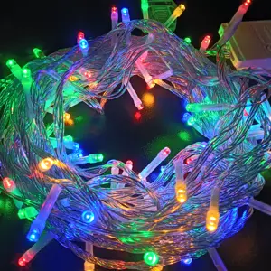 Werkseitige Versorgung 220V Weihnachts licht 100LED Lichterkette 10M transparenter Draht 8 Funktions leuchte mit Stecker 110V Luz de Navidad