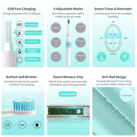 Brosse à dents électrique sonique portable, charge USB directe, 30000 VPM, vitesses de vibration, étanche IPX7, minuteur intelligent de 2 minutes pour adultes
