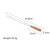 Brochettes doubles pour kebab, 16,5 pouces, en acier inoxydable, avec manche en bois, pour barbecue