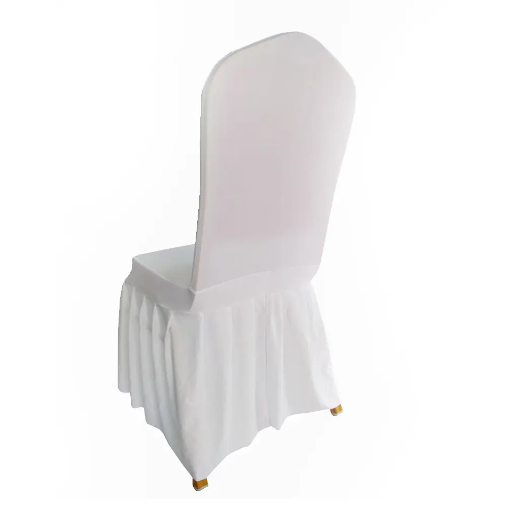 Couverture de chaise blanche à volants extensible de grande taille pour l'exposition de fête de mariage