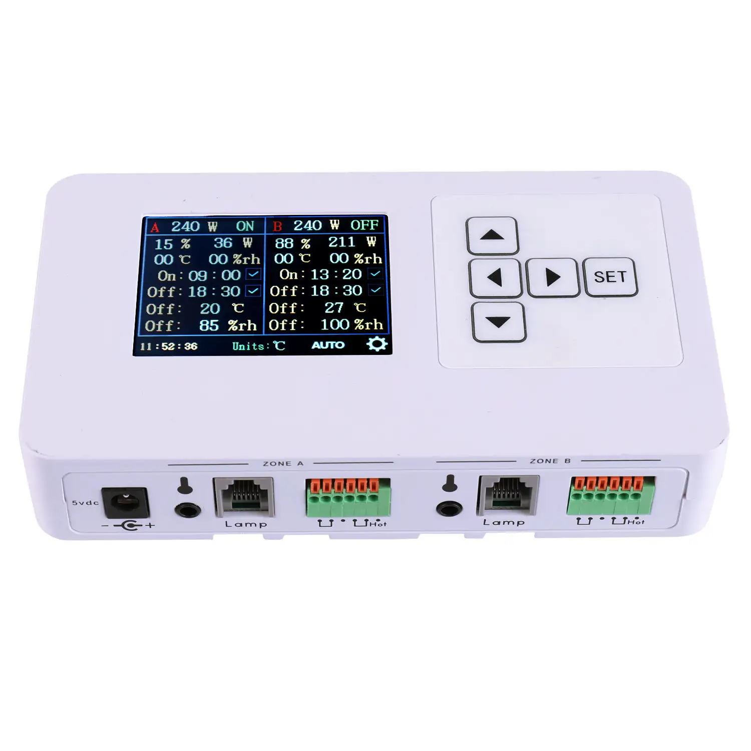 LED Grow Light Controller Controller di regolazione della temporizzazione con sensori di umidità della temperatura RJ14 Smart Controller Grow light