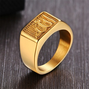 Joyería Musulmana Religiosa de Alta Gama, Anillos de Acero Inoxidable con Letras Doradas para Hombre - Product Image 3