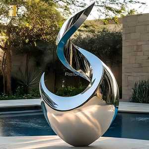 抽象的な彫刻像屋外モダンメタルアートデコレーションステンレス - Product Image 1