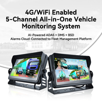 Sistema de Monitoreo Vehicular 4G WiFi de 5 Canales, HD 1080P, IA, ADAS, DMS, BSD, Gestión de Flota en la Nube, Cámara para Camiones y Autobuses