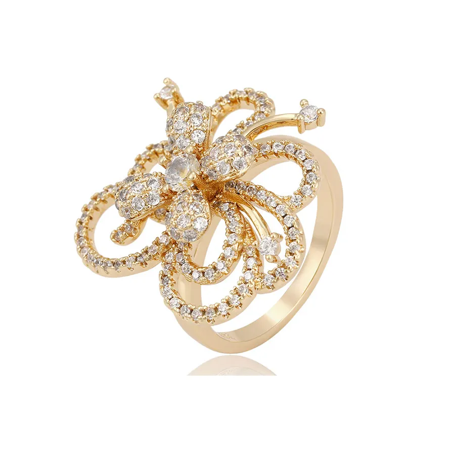 14889 Luxury jewelry elegant diamond zircon ring, latest 18k gold color ring designs for girls