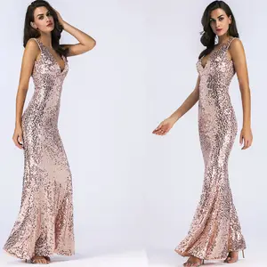 Robe de soirée longue en paillettes scintillantes, élégante, pour femmes, robes de fête, nouveauté