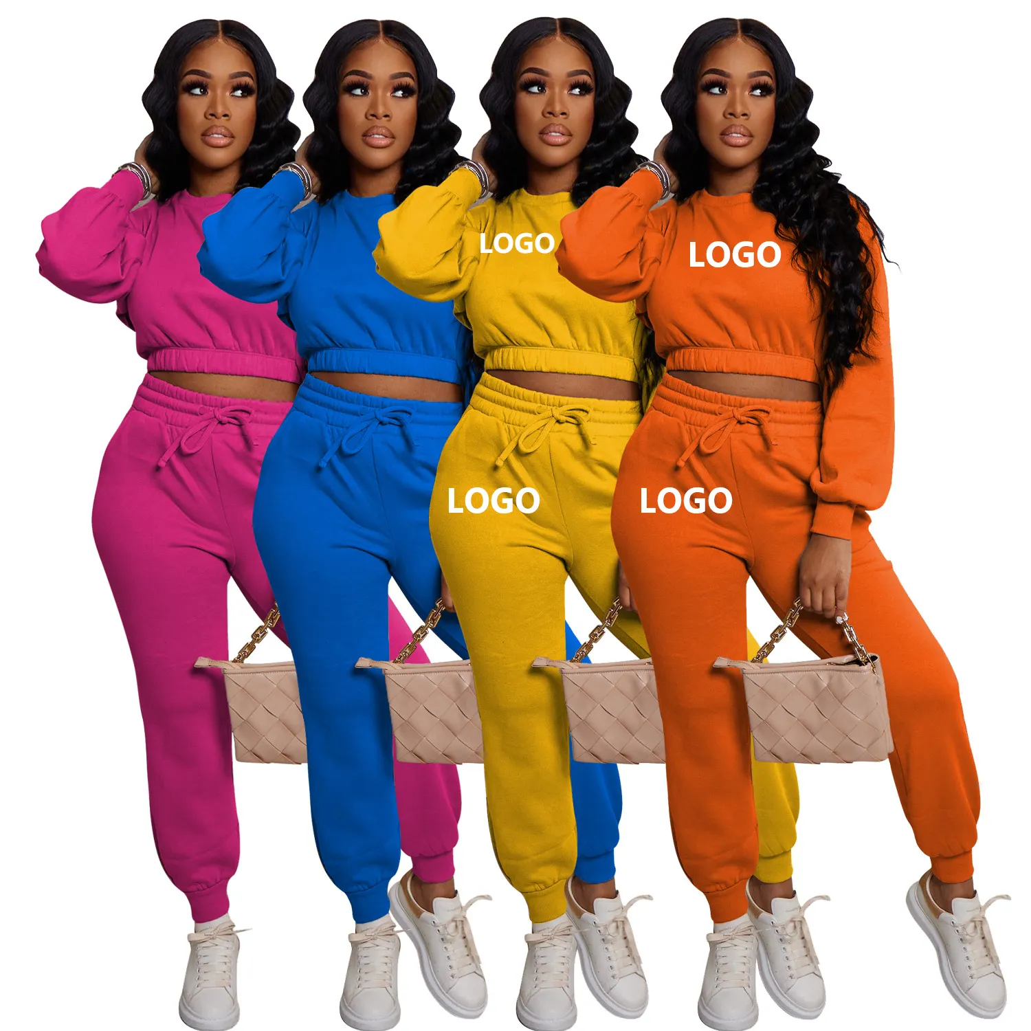 Fall 2023 Women Terry Towel Clothing Crop Vest Two Piece Set Sweatshirt Tracksuit Legging Sweatpants And Hoodie 2 Piece Set